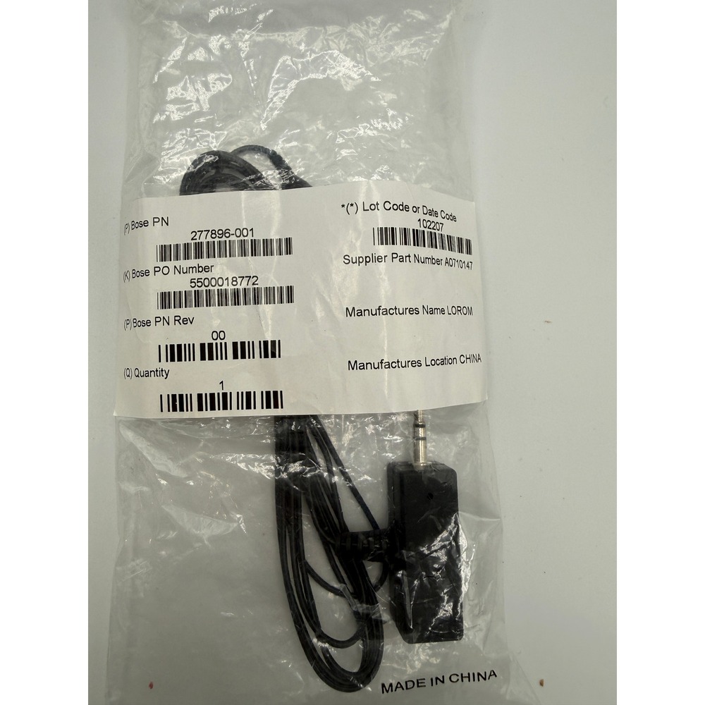 Bose IR Emitter Cable 3.5mm Mini Plug Black 277896-001 New OEM Accessory